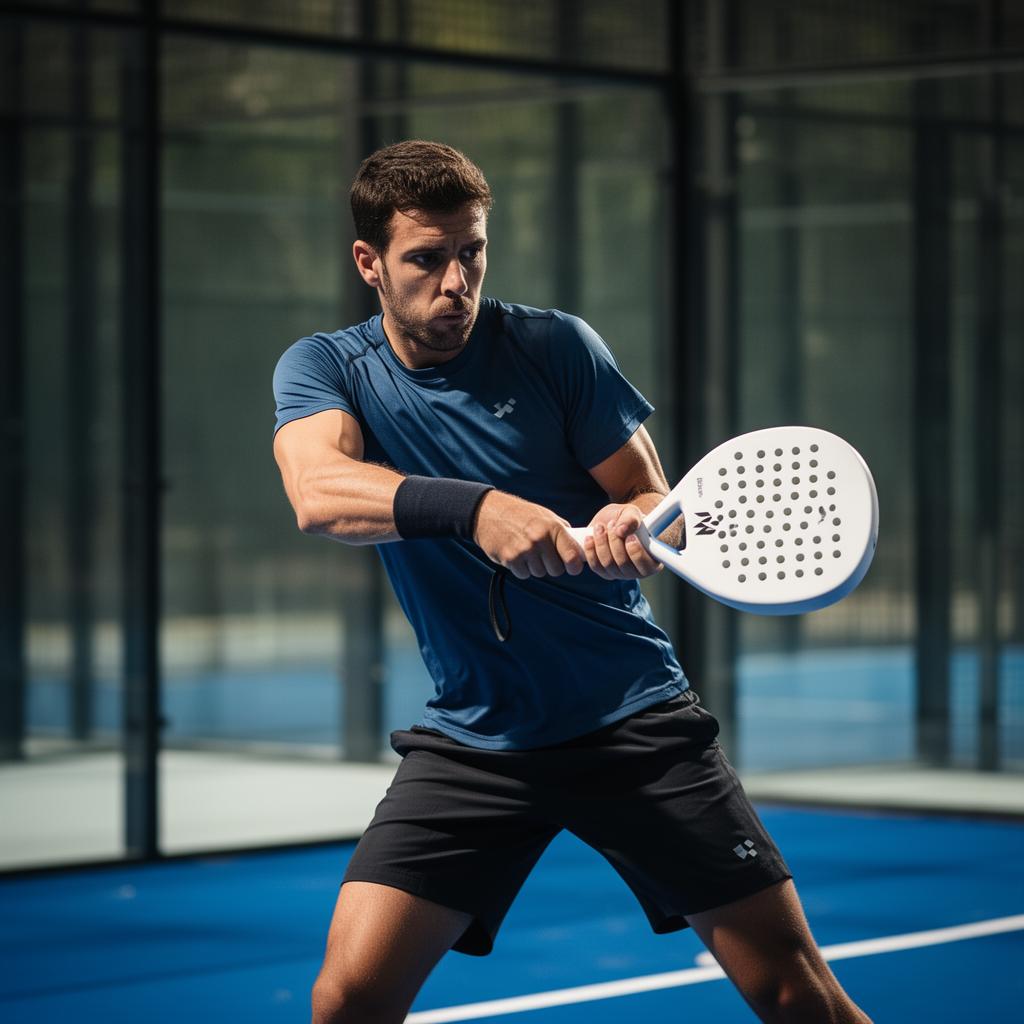 Padel player executing a backhand